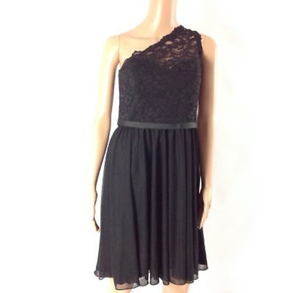 Davids Bridal Womens Dress Black 10 One Shoulder